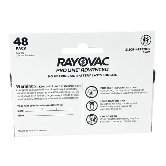 Rayovac Proline Advanced Hearing Aid Batteries | Size 312 (48 pack)